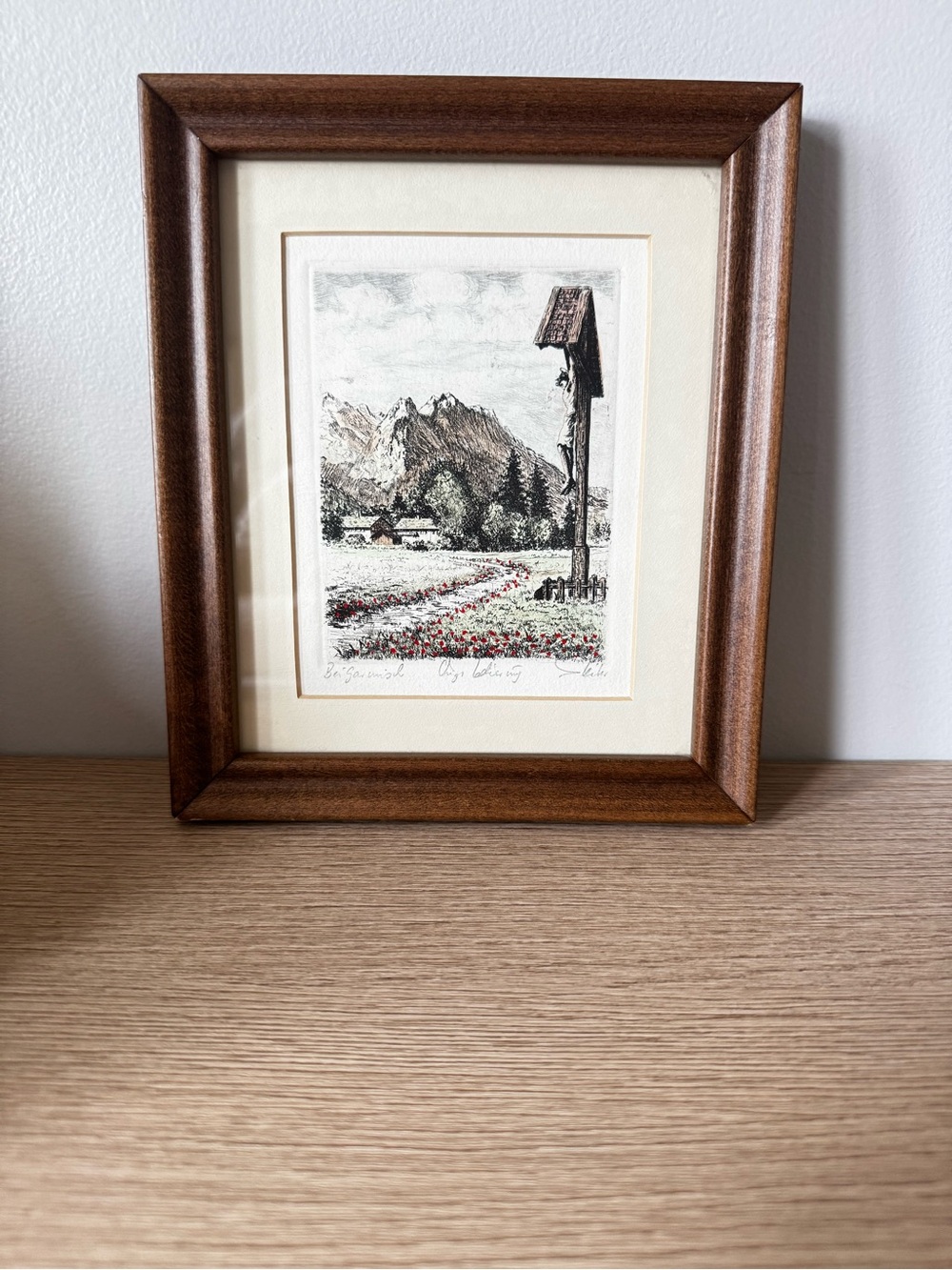 Framed Home Art Print in Brown Frame